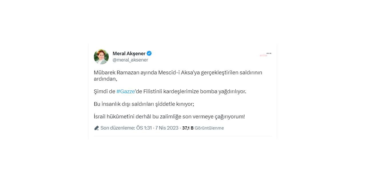 AKŞENER: “İSRAİL HÜKÛMETİNİ DERHAL BU ZALİMLİĞE SON VERMEYE ÇAĞIRIYORUM”