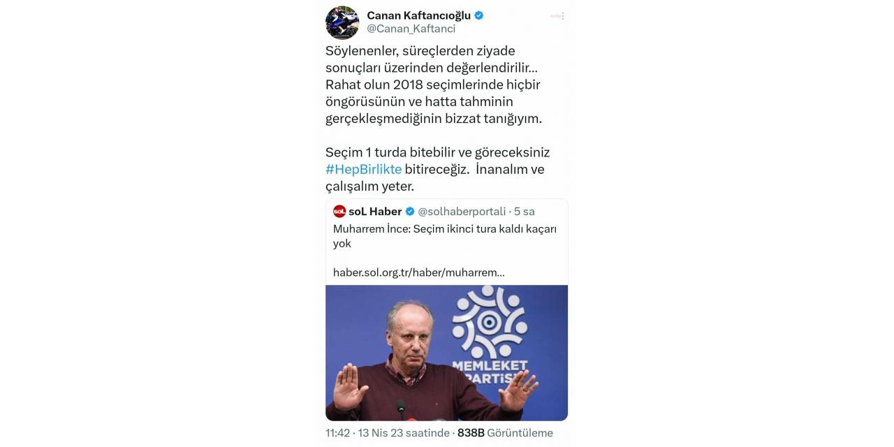 KAFTANCIOĞLU'NDAN İNCE'YE: "2018 SEÇİMLERİNDE HİÇBİR ÖNGÖRÜSÜNÜN GERÇEKLEŞMEDİĞİNİN BİZZAT TANIĞIYIM"