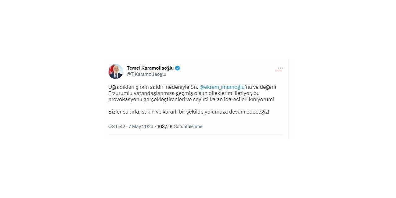 KARAMOLLAOĞLU’NDAN İMAMOĞLU’NA YÖNELİK PROVOKASYONA TEPKİ: "SEYİRCİ KALAN İDARECİLERİ KINIYORUM"