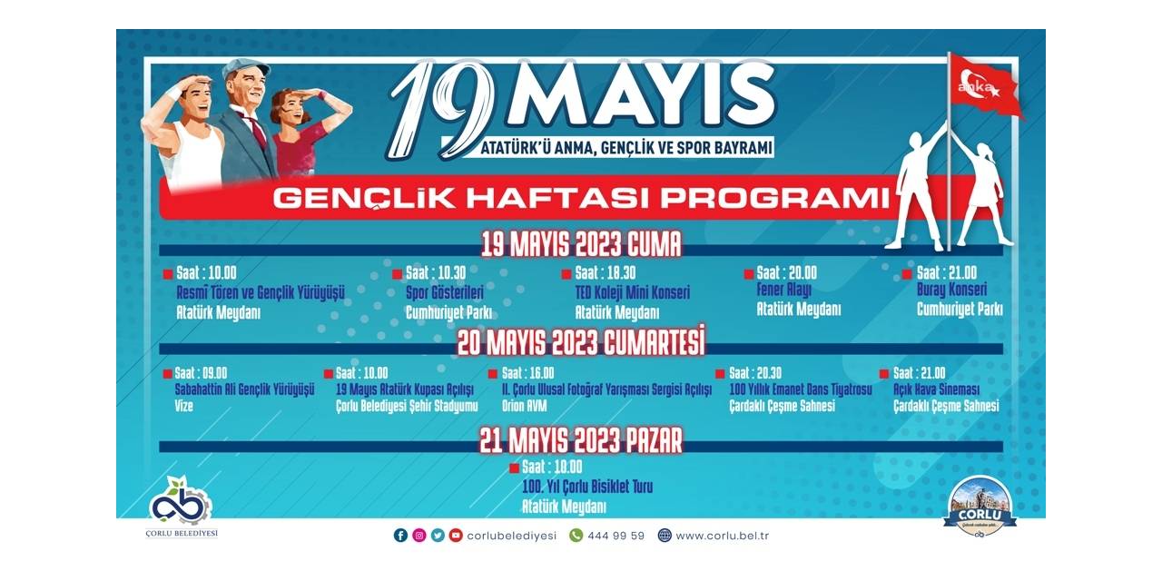 ÇORLU’DA 19 MAYIS COŞKUYLA KUTLANACAK