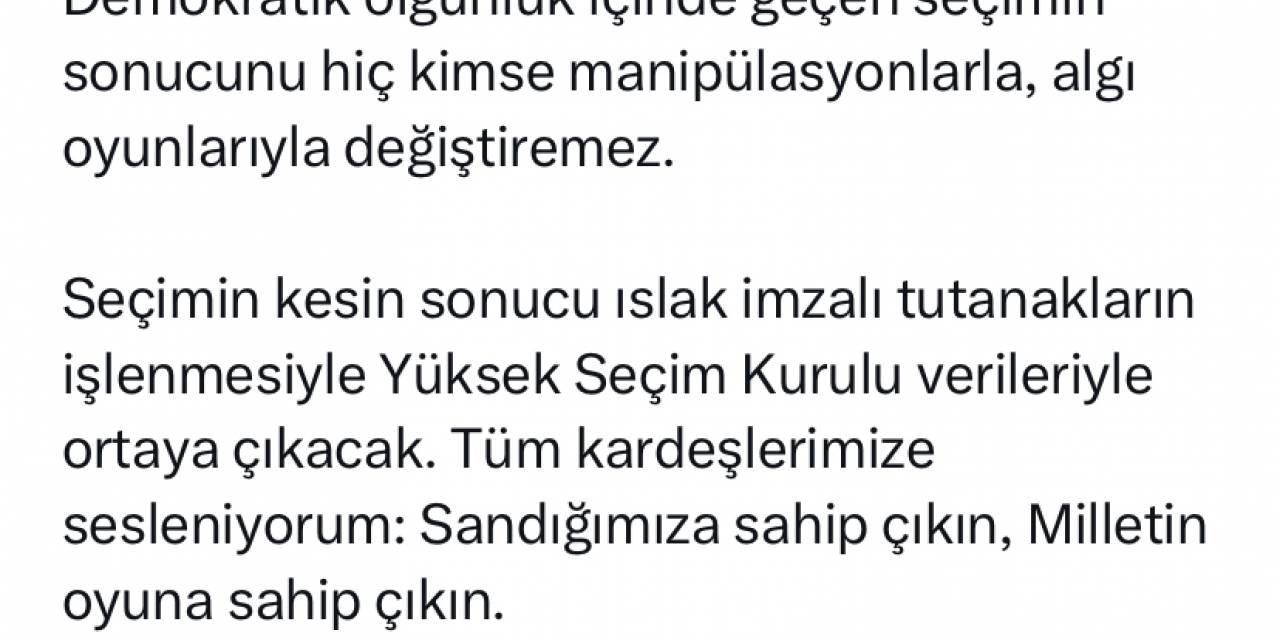 DAVUTOĞLU: "TÜM KARDEŞLERİME SESLENİYORUM, SANDIĞIMIZA SAHİP ÇIKIN, KAZANACAĞIZ”