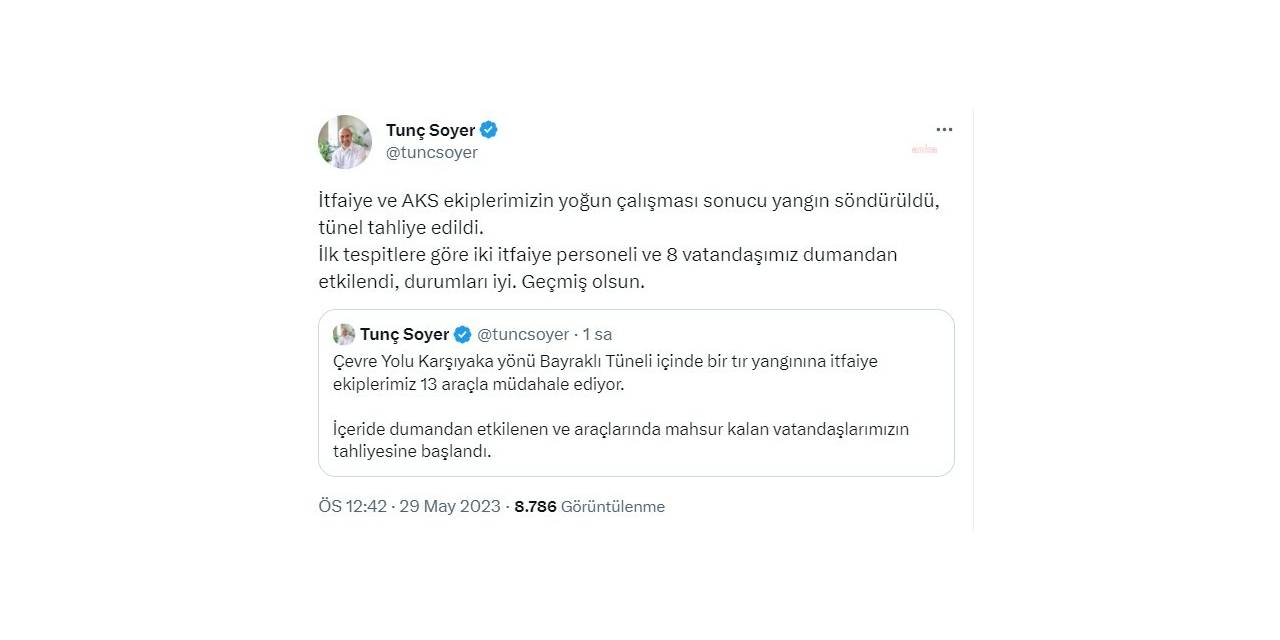 İZMİR’DE TIR YANGINI… SOYER: “YANGIN SÖNDÜRÜLDÜ…”