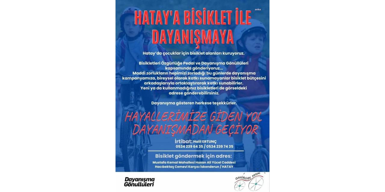 Hataylı Depremzede Çocuklar İçin Bisiklet Kampanyası