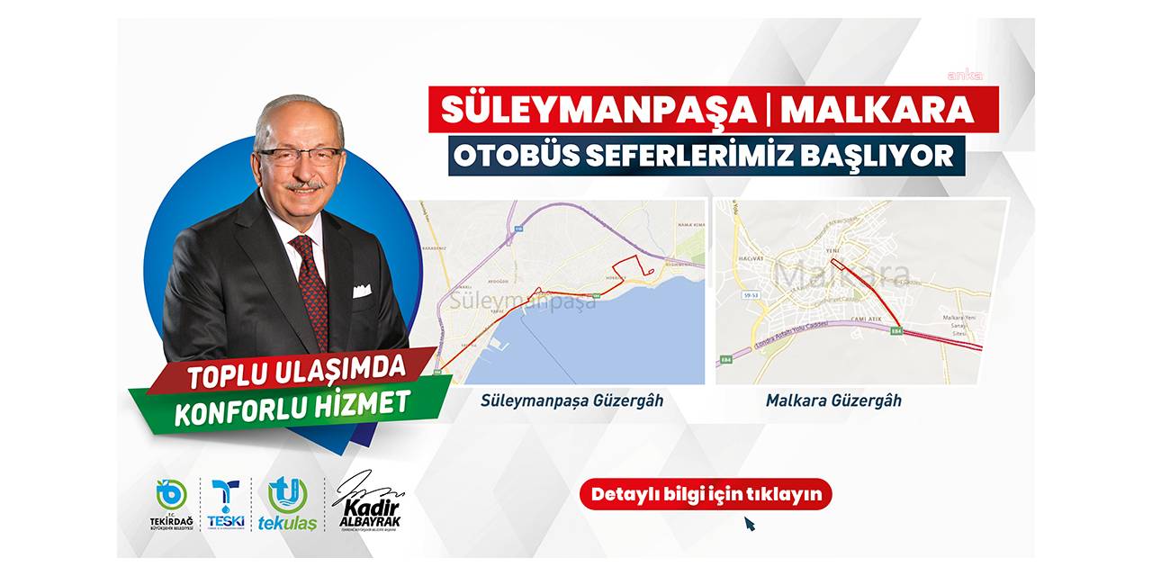 TEKİRDAĞ’DA SÜLEYMANPAŞA-MALKARA ARASI OTOBÜS SEFERLERİ BAŞLIYOR