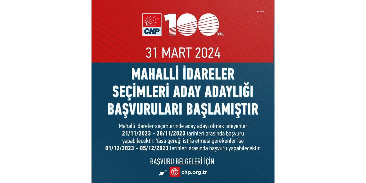 Chp'de Mahalliidareler Seçimiiçin Aday Adaylığı Başvuruları Başladı