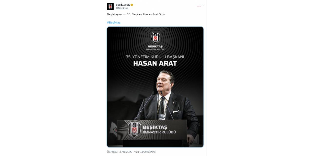 Beşiktaş’ın Yeni Başkanı Hasan Arat Oldu