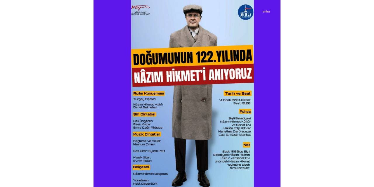 Nâzım Hikmet, Doğumunun 122’nci Yılında Çeşitli Etkinliklerle Anılacak